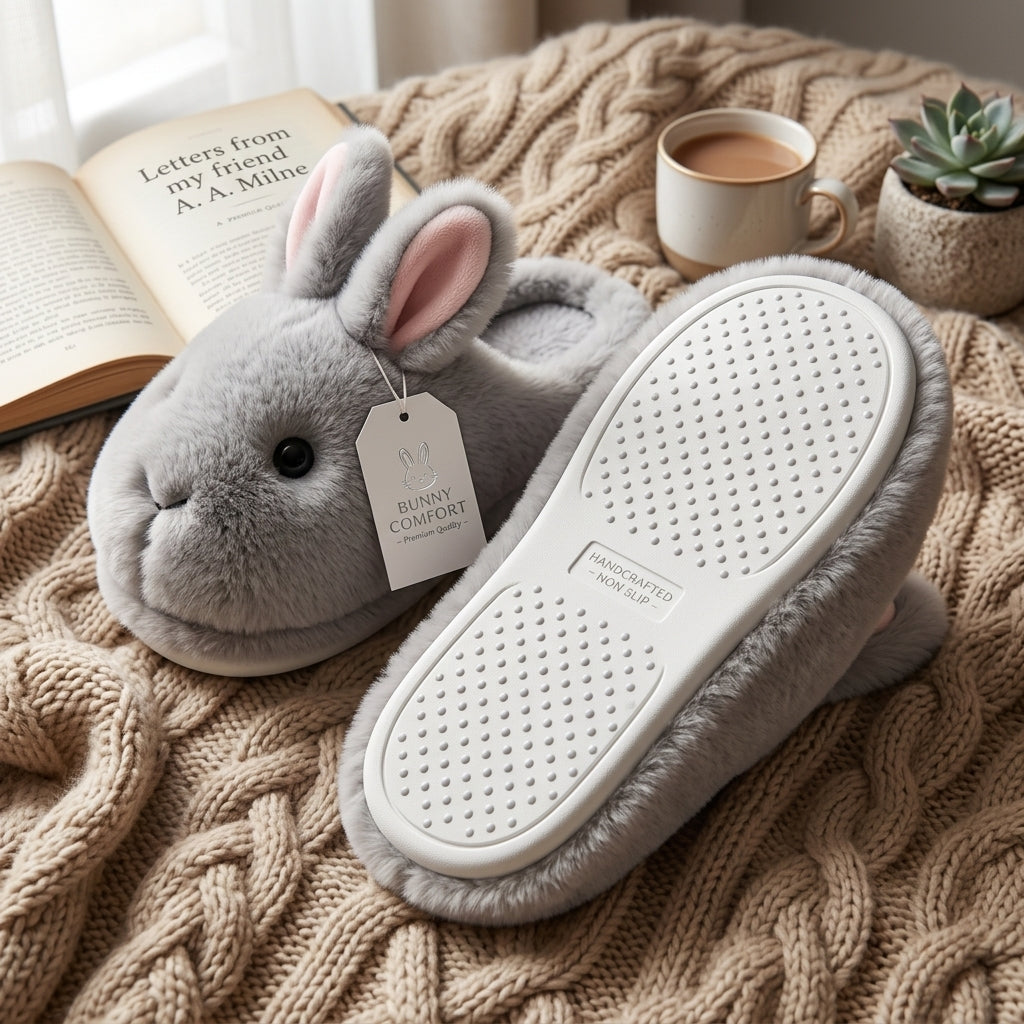 Grey Bunny Orthopedic Slippers