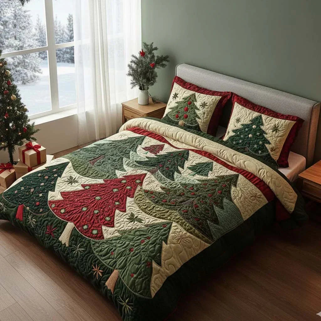 Quilted 3-Piece Bedding Set - Joyful Forest