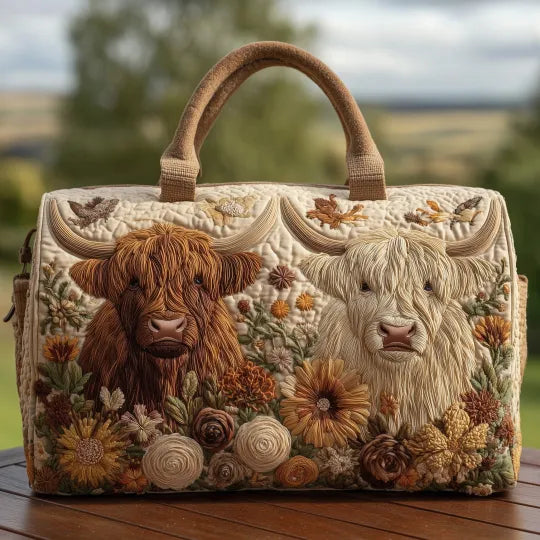 Quilted Travel Bag - Scottish Highland Cow