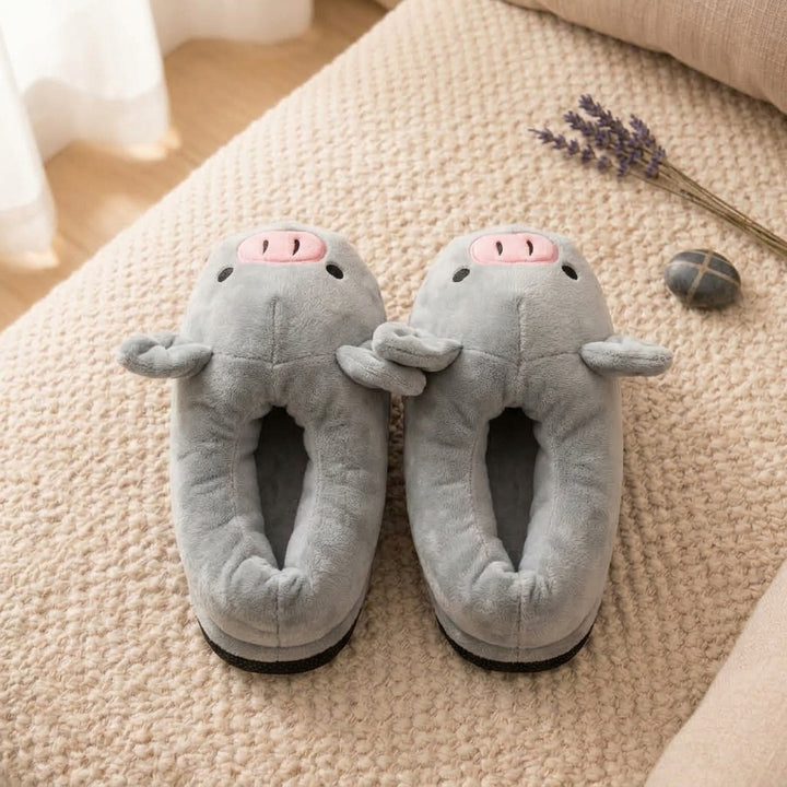 Grey Pig Orthopedic Slippers