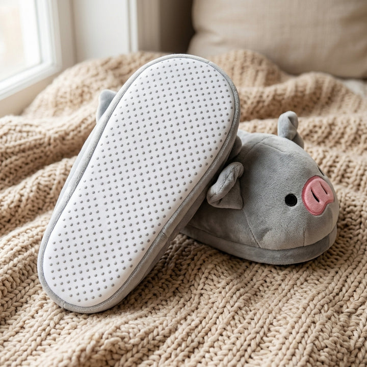Grey Pig Orthopedic Slippers