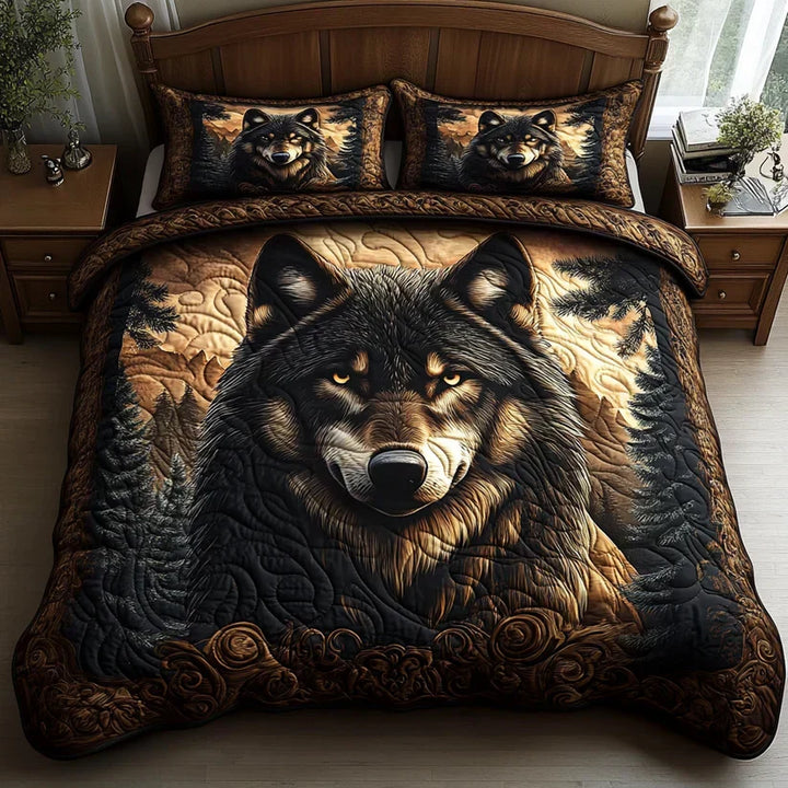 3-Piece Quilted Bedding Set - Forest Animals