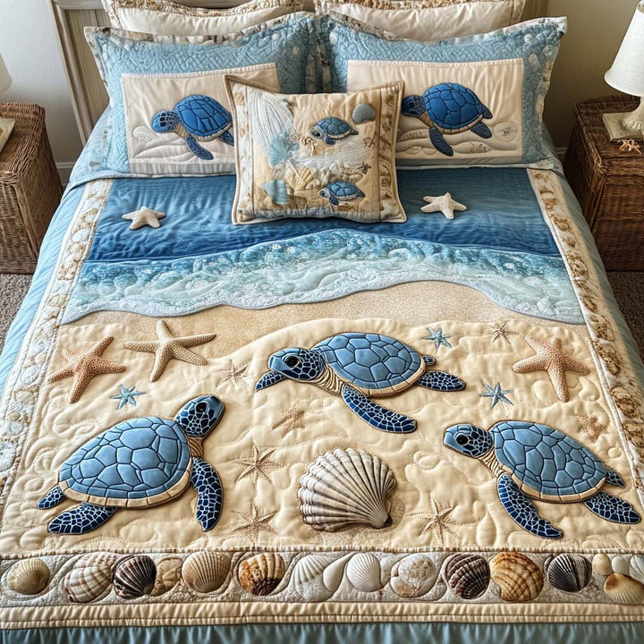 Quilted 3-Piece Bedding Set - Sea Turtles