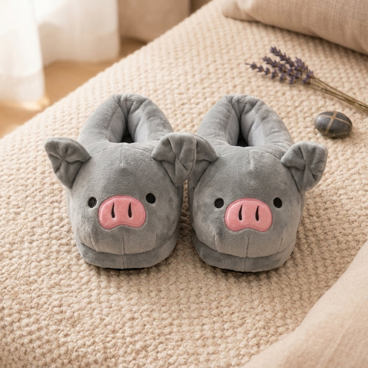 Grey Pig Orthopedic Slippers