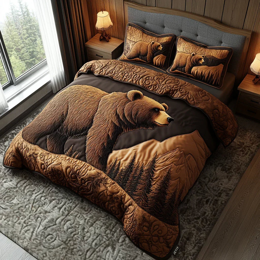 3-Piece Quilted Bedding Set - Forest Animals
